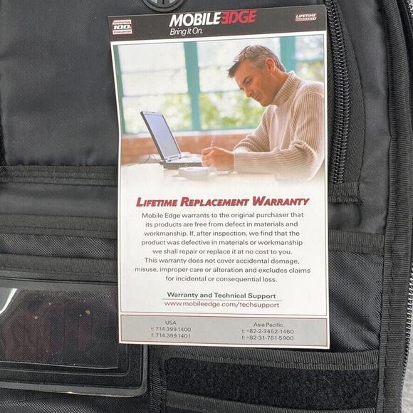 Mobile Edge Backpack Black Padded Bring It On Laptop Book Bag Computer Pockets - Picture 3 of 16